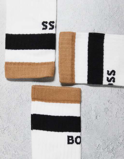 Boss Bodywear 3-pack socks in white with logo stripe, 3 of 3
