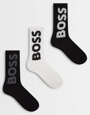 Hugo Boss Boss Bodywear 3-pack Sport Crew Socks In Black