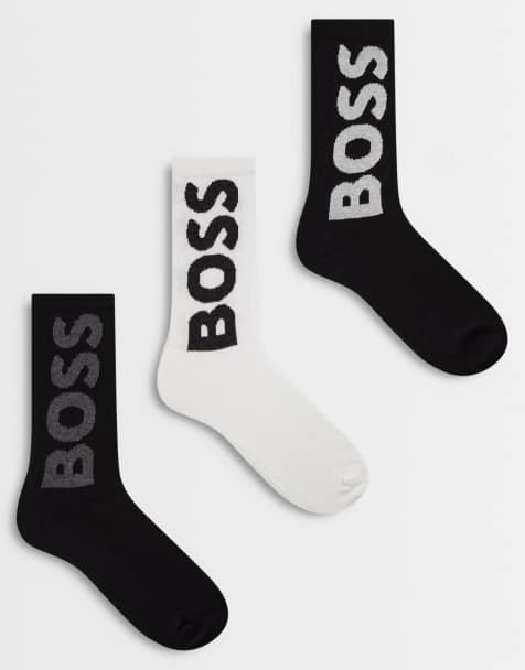 BOSS Bodywear 3 pack sport crew socks in black and white - view 1