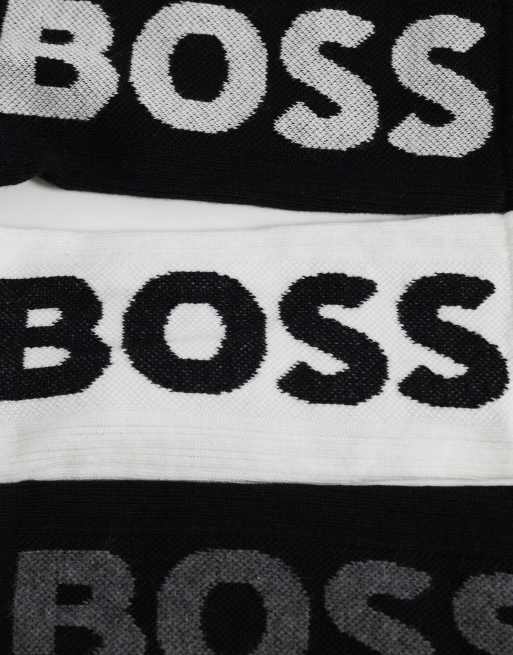 BOSS Bodywear 3 pack sport crew socks in black and white , 3 of 3