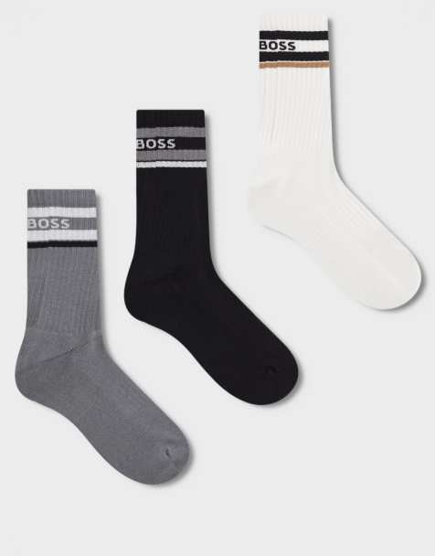 BOSS Bodywear 3-pack sport crew socks in black, white and gray  - view 1