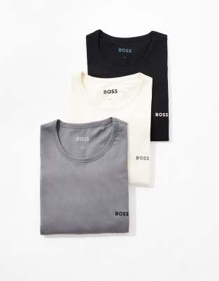 3 pack T-shirt in off white, gray and black