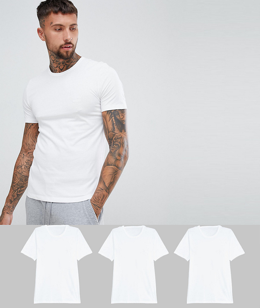 BOSS – Bodywear – 3-pack t-shirtar med rund halsringning-Vit