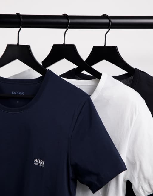 BOSS Bodywear 3 pack t shirts in navy white black