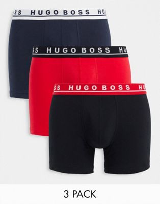 Boss Bodywear 3 pack trunks in black/navy/red