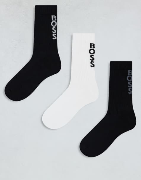 BOSS Bodywear – 3er-Pack gerippte Socken aus Bambusfaser-Mischgewebe in Schwarz, Weiß und Marineblau - view 1