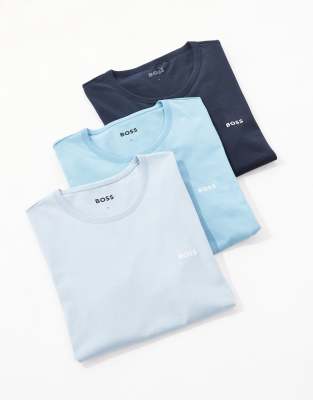 BOSS Bodywear – 3er-Pack T-Shirts in Blau mit Logo - view 1