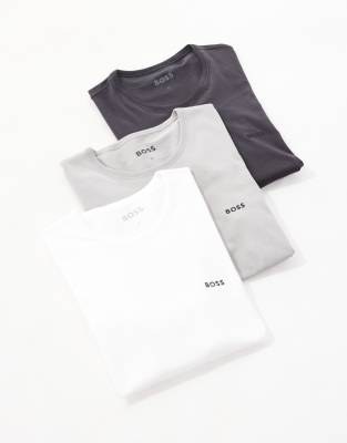 BOSS Bodywear – 3er-Pack T-Shirts in Grau und Weiß mit Logo - view 1