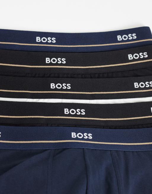 BOSS Bodywear 5 pack essential logo waistband trunks in multi, 3 of 3