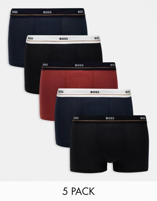 BOSS Bodywear 5 pack essential trunks in multi