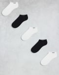 [BOSS Bodywear] BOSS Bodywear 5 pack logo low sneaker socks in white/black-Multi 38-42 White/Black