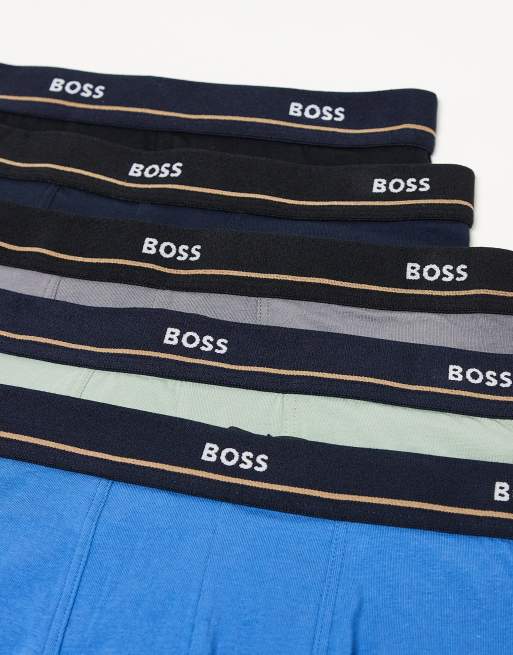 BOSS Bodywear – 5Flerfärgade trunks med logga på midjebandet, -pack, 3 av 3