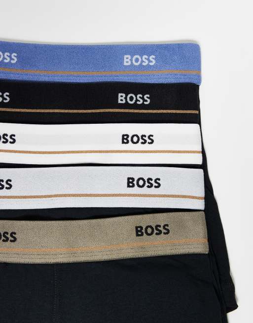 BOSS Bodywear – 5Flerfärgade trunks med logga på midjebandet, -pack, 2 av 3