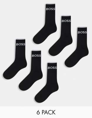 BOSS Bodywear BOSS Bodywear 6 pack logo socks in black