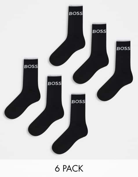 BOSS Bodywear 6 pack logo socks in black - view 1