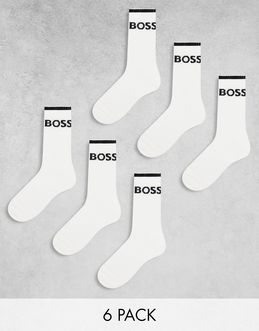 Boss Bodywear 6 pack stripe socks in white