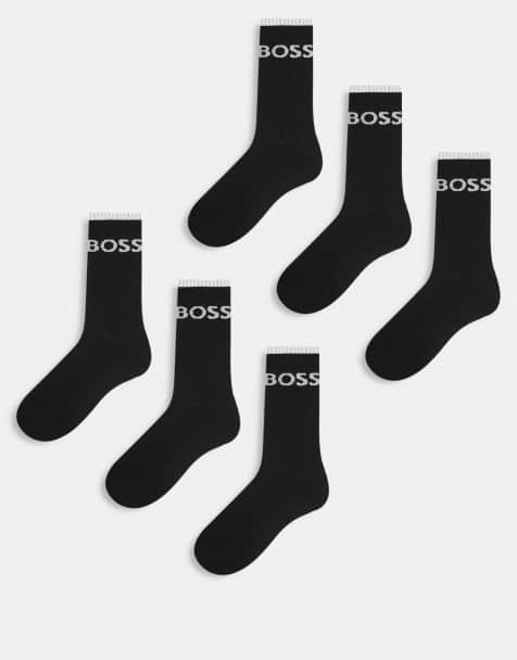 BOSS – Bodywear – 6-pack svarta, randiga träningsstrumpor med logga - view 1