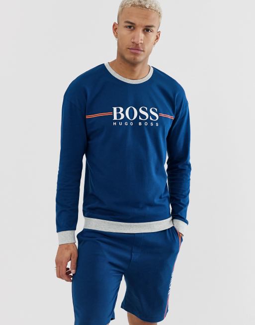 BOSS - Bodywear Authentic - Granatowa piżama z logo, 2 z 3