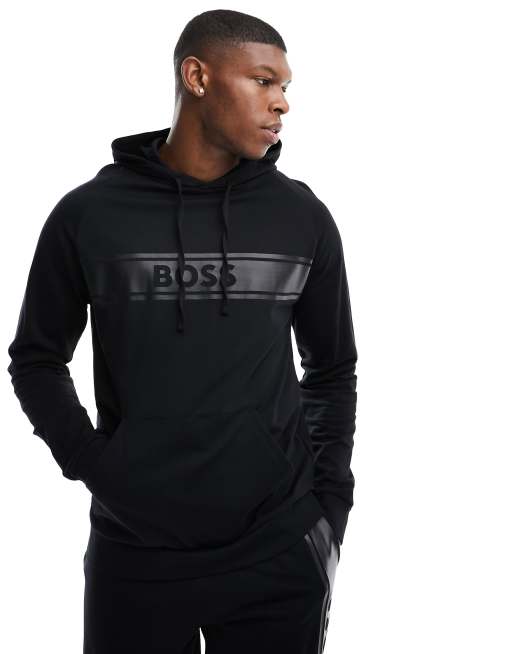 Boss Bodywear authentic hoodie with logo print in black