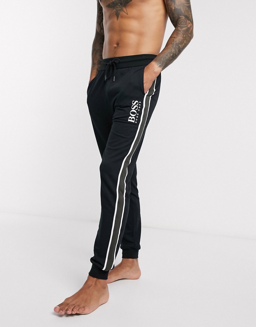 BOSS Bodywear - Authentic - Joggers neri con fondo elasticizzato e logo in coordinato-Nero