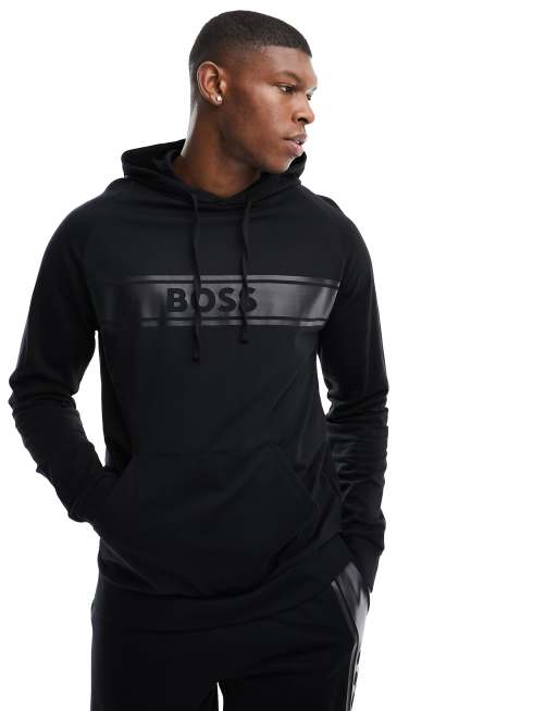 BOSS Bodywear – Authentic – Kapuzenpullover in Schwarz mit Logoprint