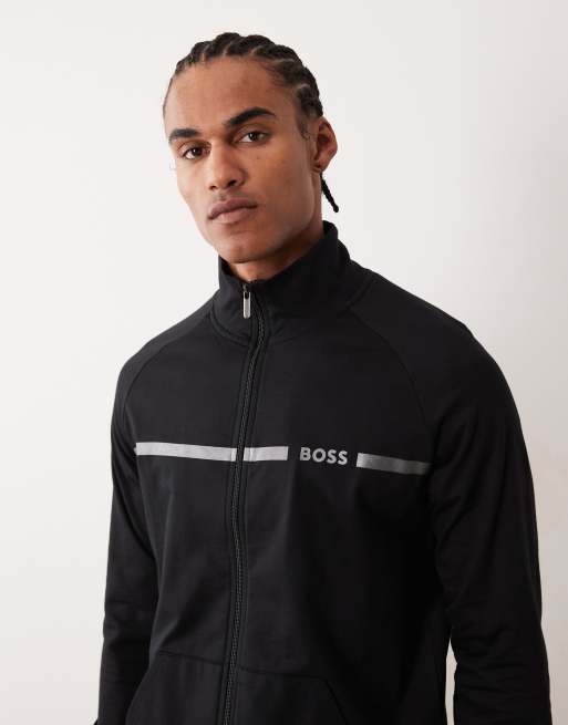 BOSS Bodywear – Authentic – Lounge-Jacke in Schwarz mit Reißverschluss, 3 von 5