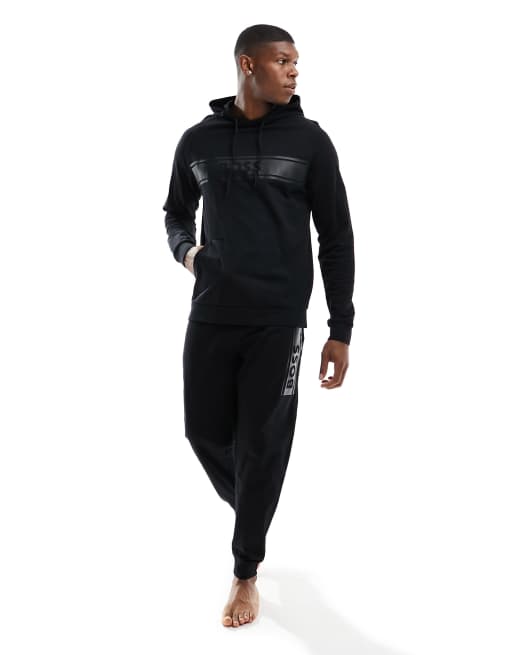 BOSS Bodywear – Authentic – Svart huvtröja med logga, 4 av 4