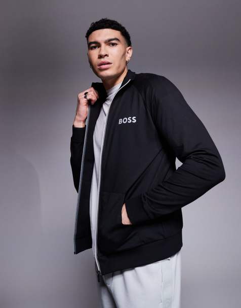 BOSS – Bodywear – Authentic – Svart, regular jacka i sweatshirtmaterial med dragkedja - view 1