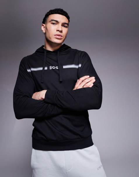 BOSS Bodywear - Authentic - Sweat à capuche classique avec bande rayée à logo - Noir - view 1