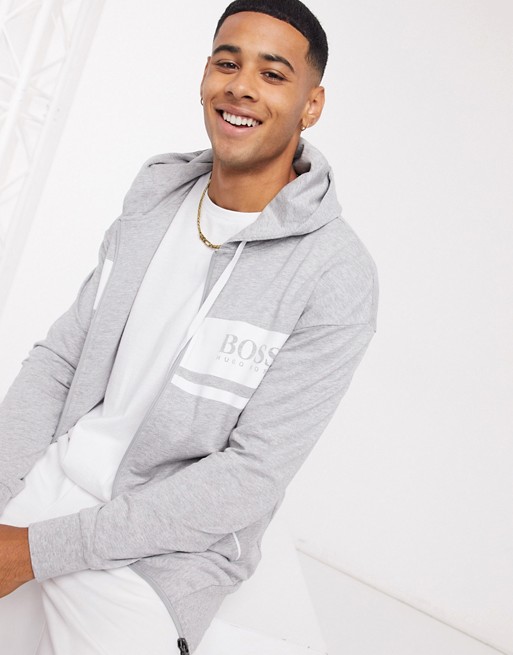 BOSS bodywear Authentic zip through hoodie in grey