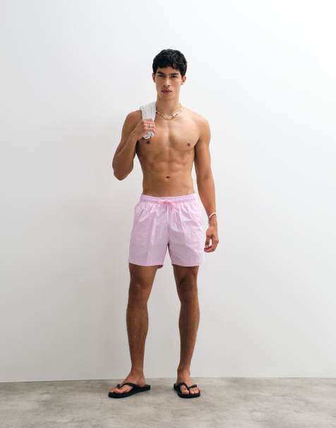 BOSS Bodywear Badeshorts mit Logo-Print in Hellrosa - view 1