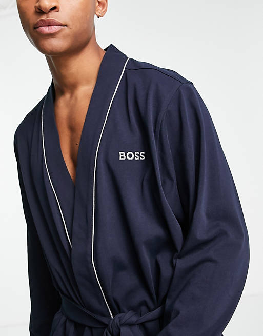 wastafel Oorzaak kalmeren Boss - Bodywear - Badjas in marineblauw | ASOS
