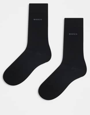 BOSS Bodywear Bamboo mix 2 pack logo socks in black φωτογραφία