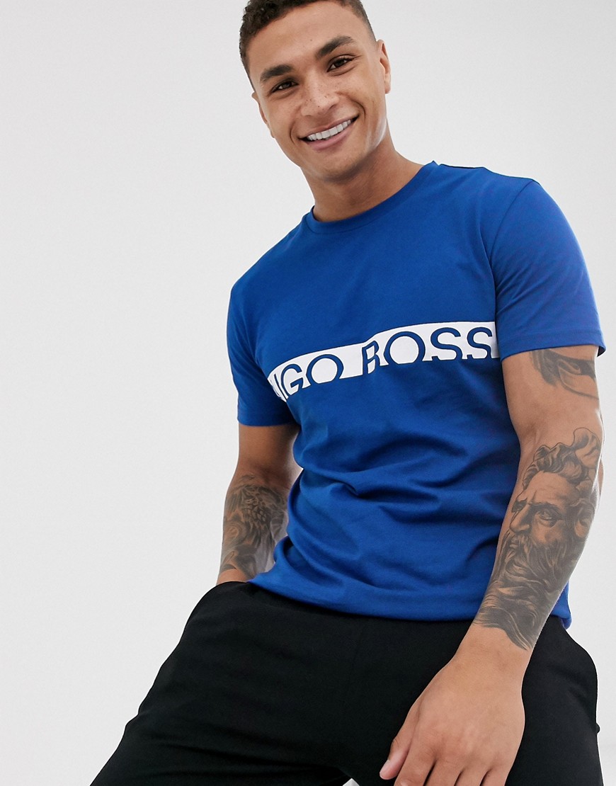 BOSS – Bodywear – Blå t-shirt med Identity-logga och smal passform