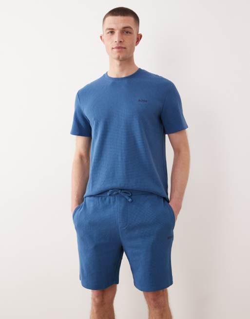 BOSS Bodywear – Blå, våfflade mysshorts, del av set, 2 av 5