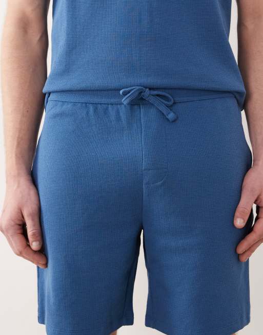 BOSS Bodywear – Blå, våfflade mysshorts, del av set, 4 av 5