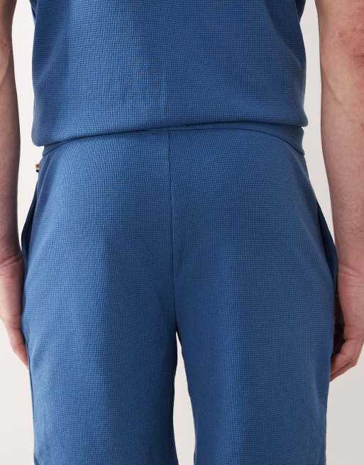 BOSS Bodywear – Blå, våfflade mysshorts, del av set, 5 av 5