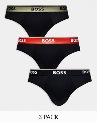 Boss Bodywear bold 3 pack briefs with contrast waistbands in black - ASOS Price Checker