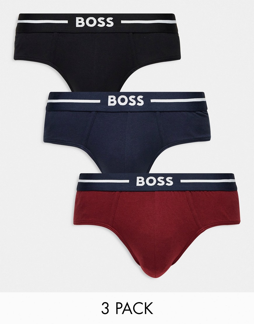 Boss Bodywear bold 3 pack hipster briefs in black, red and blue-Multi