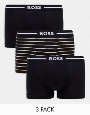 Boss Bodywear bold 3 pack trunks in black - ASOS Price Checker