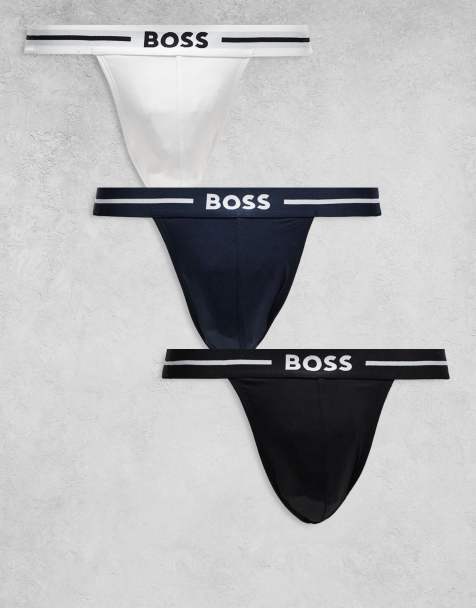 BOSS - Bodywear - Bold - Set van 3 jockstraps met logo op de tailleband in zwart/wit/marineblauw - view 1