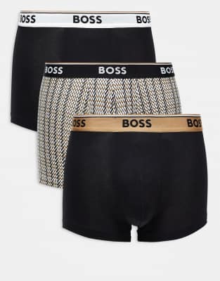 Boss Bodywear boxer brief 3-pack in black and print - view 1