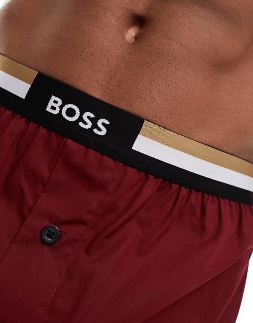 Boss Bodywear boxer shorts in black and burgundy