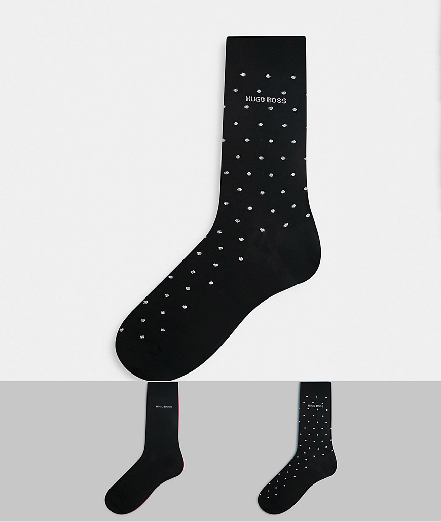BOSS - Bodywear - Cadeauset van 2 paar sokken met logo in zwart met stippen