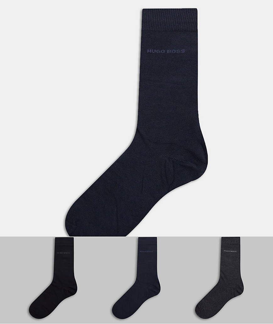 BOSS Bodywear - Cadeauset van 3 paar sokken met logo in grijs/marineblauw/rood-Multikleur