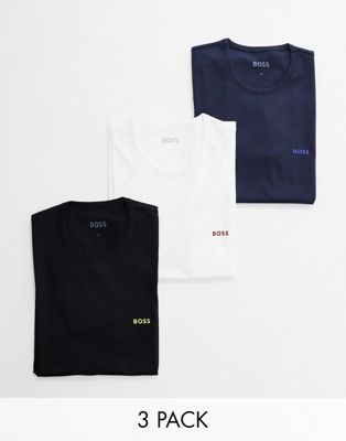 Boss Bodywear classic 3 pack t-shirts in black, navy and white