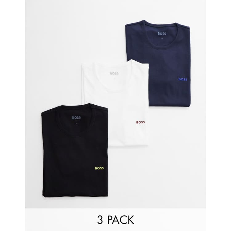 Boss Bodywear classic 3 pack t shirts in black navy and white ASOS