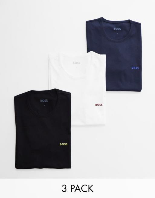 BOSS - Three-pack of cotton-jersey underwear T-shirts with logos