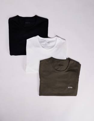 BOSS Bodywear - Classic - Lot de 3 t-shirts coupe classique à logo - Noir/blanc/vert-Multicolore