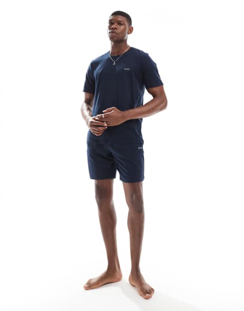 Boss Bodywear co-ord lounge t-shirt and shorts in navy - view 1